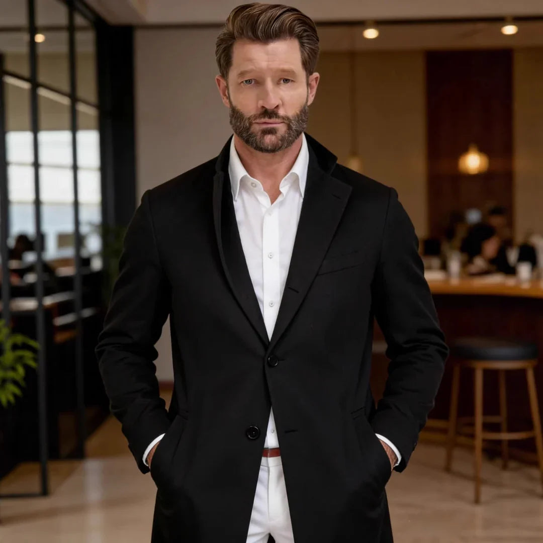 James | Overcoat with Notched Lapels and Buttons