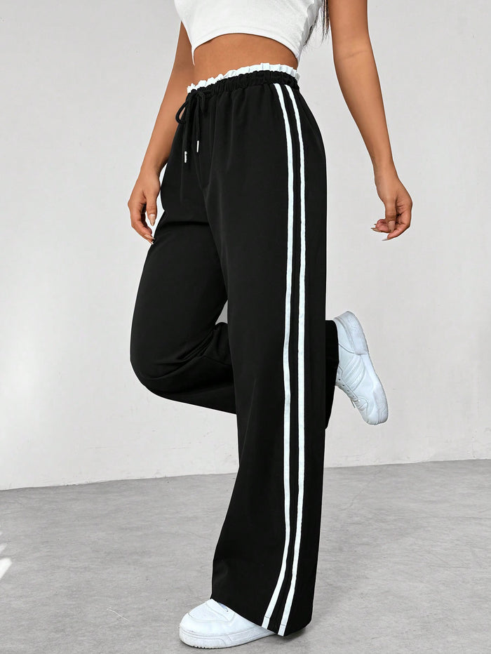Dames sportieve high | High-Waisted Jogging Pants with Stripes